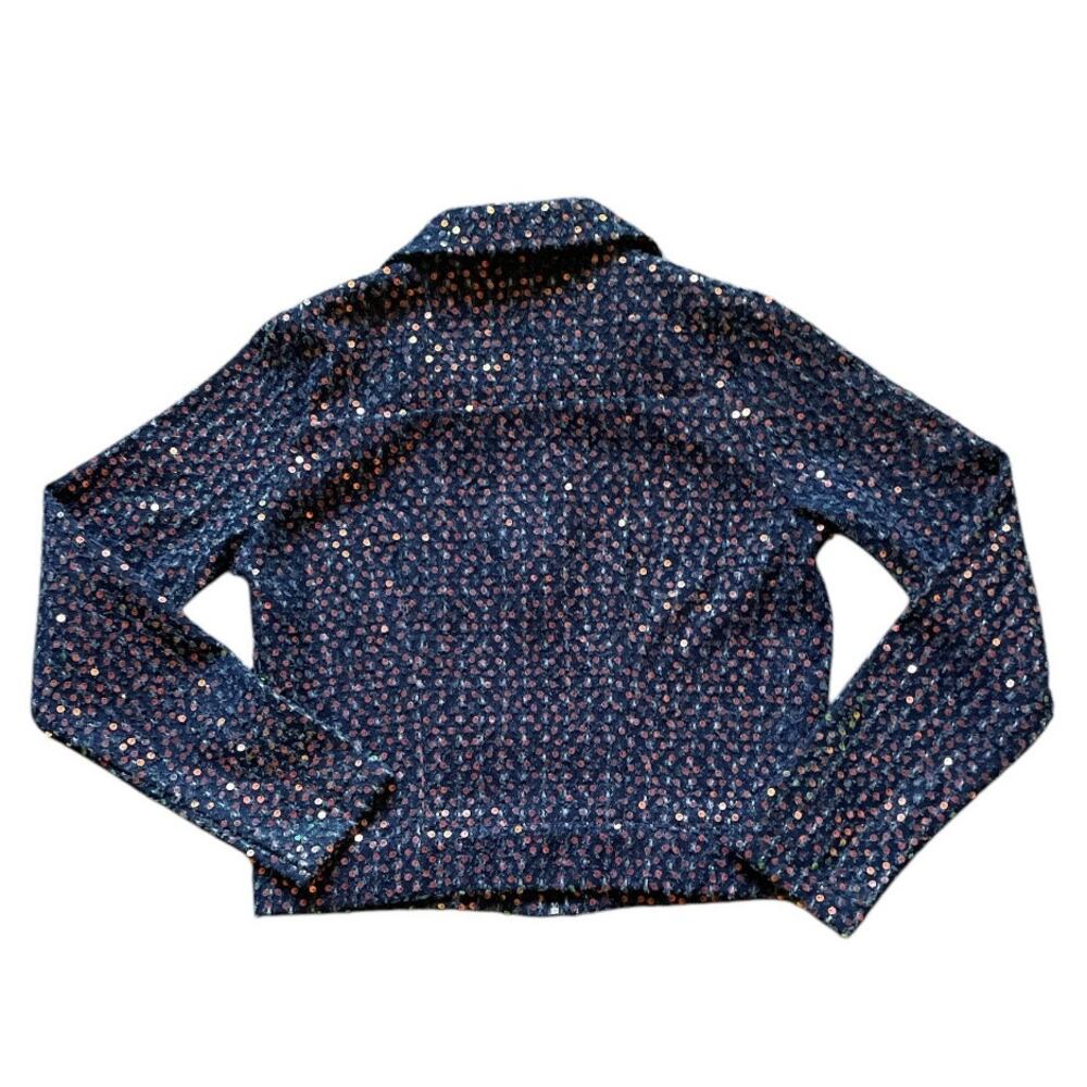 Notable Womens/Teen Sequins Blue/Navy Crop Jacket Size Small Glam Shiny - Picture 2 of 7
